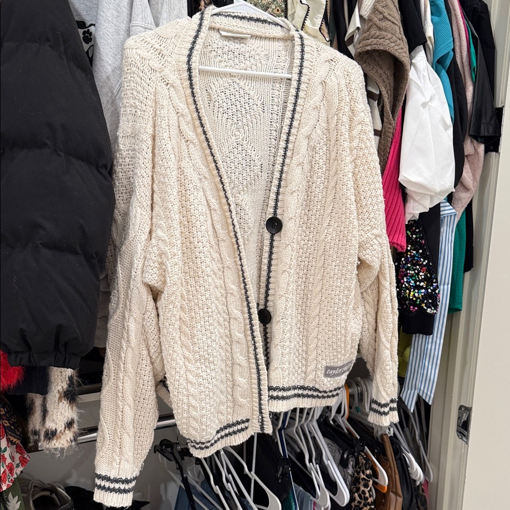 Taylor Swift Folklore Cozy Cream Cable Knit Cardigan